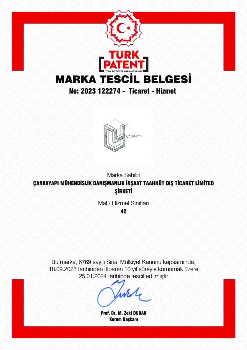 ÇANKAYAPI Marka Tescil Belgesi